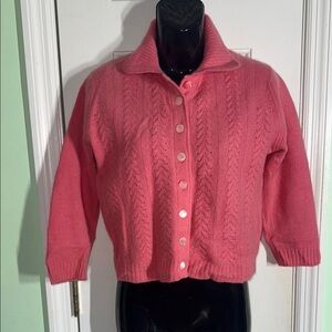 Elliot Pink Vintage Full Fashioned Fur Blend Lambs Wool Angora Rabbit Cardigan